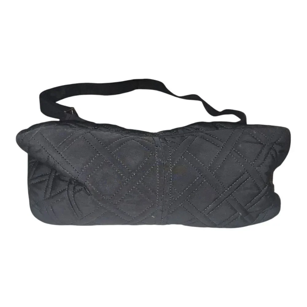 Vera Bradley Classic Black Microfiber Mom's Day Out Diaper Bag Purse EUC